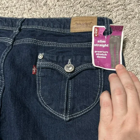 Levi’s Women’s Slim Straight Jeans Plus 14.5 Midnight Premium Stretch NWT - Picture 3 of 7